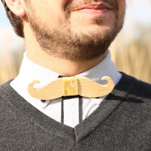 Nœud papillon bois Mustaches
